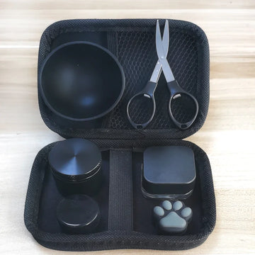 1 conjunto de moedor de metal triturador antiaderente pote de silicone tesoura recipientes de silicone caixa de armazenamento de óleo creme facial acessórios para fumar