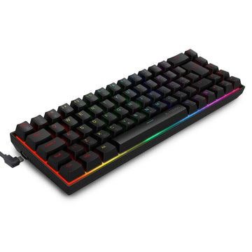 Teclado Mecânico com Cabo USB-C 68 Teclas - Switch Azul/Vermelho, Anti-ghosting e Layout Compacto para Gamers e Escritório