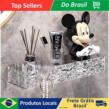 Suporte Organizador De Banheiro Para Shampoo E Cremes Sem Furos Prateleira Acrilico Com Adesivo