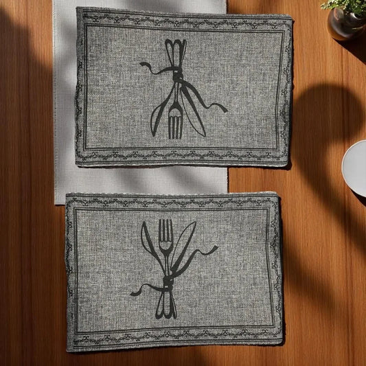 Conjunto 4 Jogos Americanos Rustico Mesa de Jantar e Porta Talhares Toalha Prato