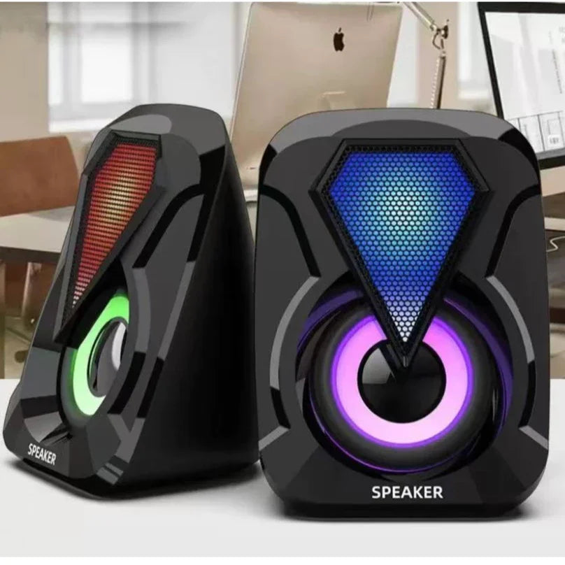 Caixa de som Pequenos alto-falantes de mesa com luzes RGB para laptops