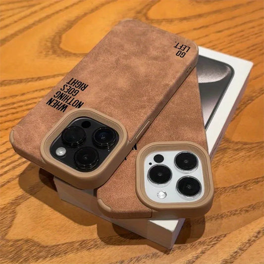 Capa de telefone com letras simples, design texturizado de couro sintético para iphone 17 16 pro 16 plus 15 14 13 12 11 pro max xs xr capa