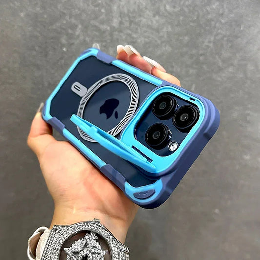Luxo à prova de choque armadura caso transparente para iphone 17 ar 16 15 14 13 pro max plus 16pro 15pro magsafe carga sem fio capa