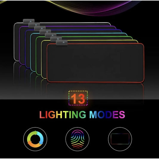 Mouse pad Gamer Led Rgb Preto Grande 80x30cm Usb