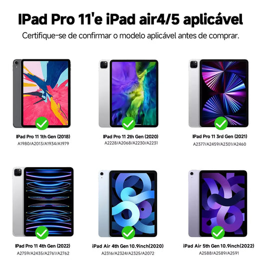 Teclado magnético para apple ipad pro 11 2018-2022 air 4 air 5 10.9 polegadas air 11 m2 2024 air 11 m3 2025