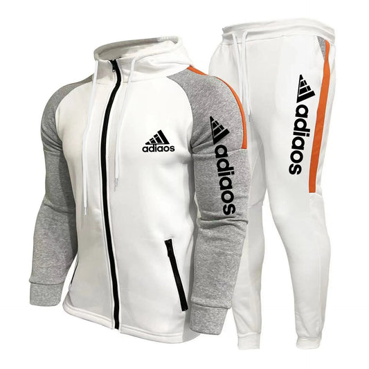 Um popular conjunto de moletom esportivo de lã quente masculino para outono e inverno, adequado para festas e uso diário casual