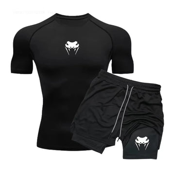 Conjunto Fitness - Shorts de manga curta e secagem rápida, conjunto de verão para corrida e fitness